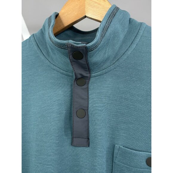 NWT LL Bean Bold Coast Pullover Men’s Large Regular Storm Teal Snap 523182 - Picture 4 of 12